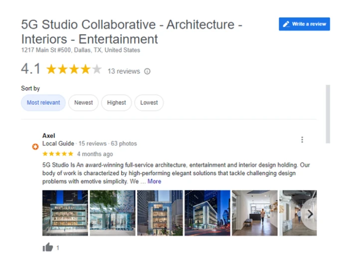 5G Studio Collaborative's Client Reviews