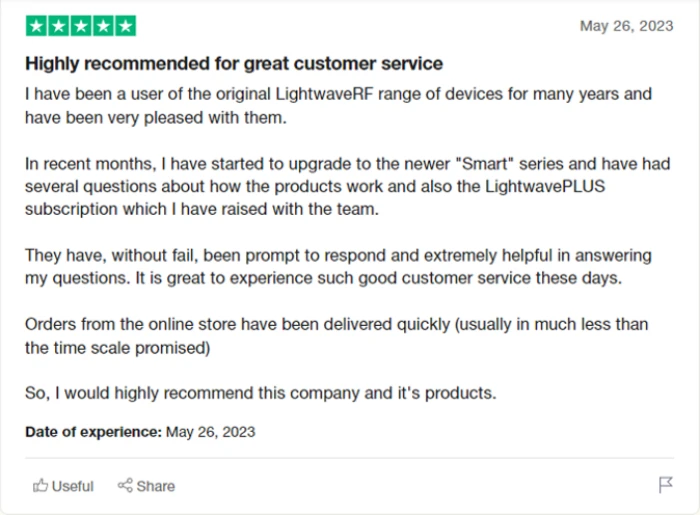 LightwaveRF's Client Reviews