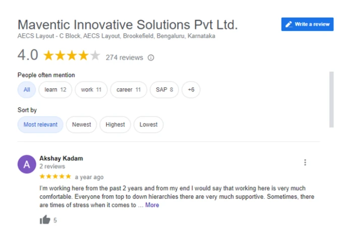 Maventic's Client Reviews