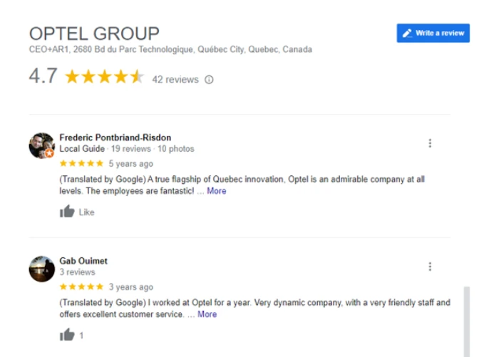 Optel Group's Client Reviews