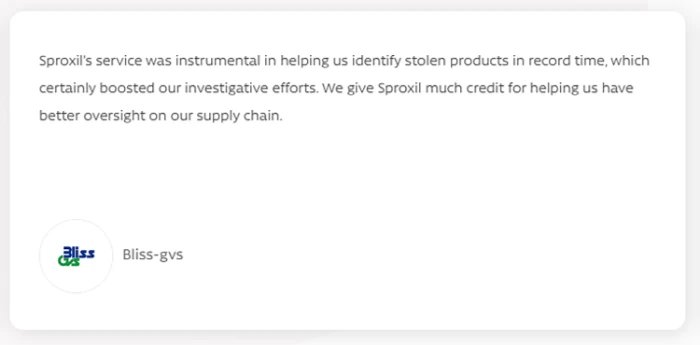 Sproxil's Client Reviews